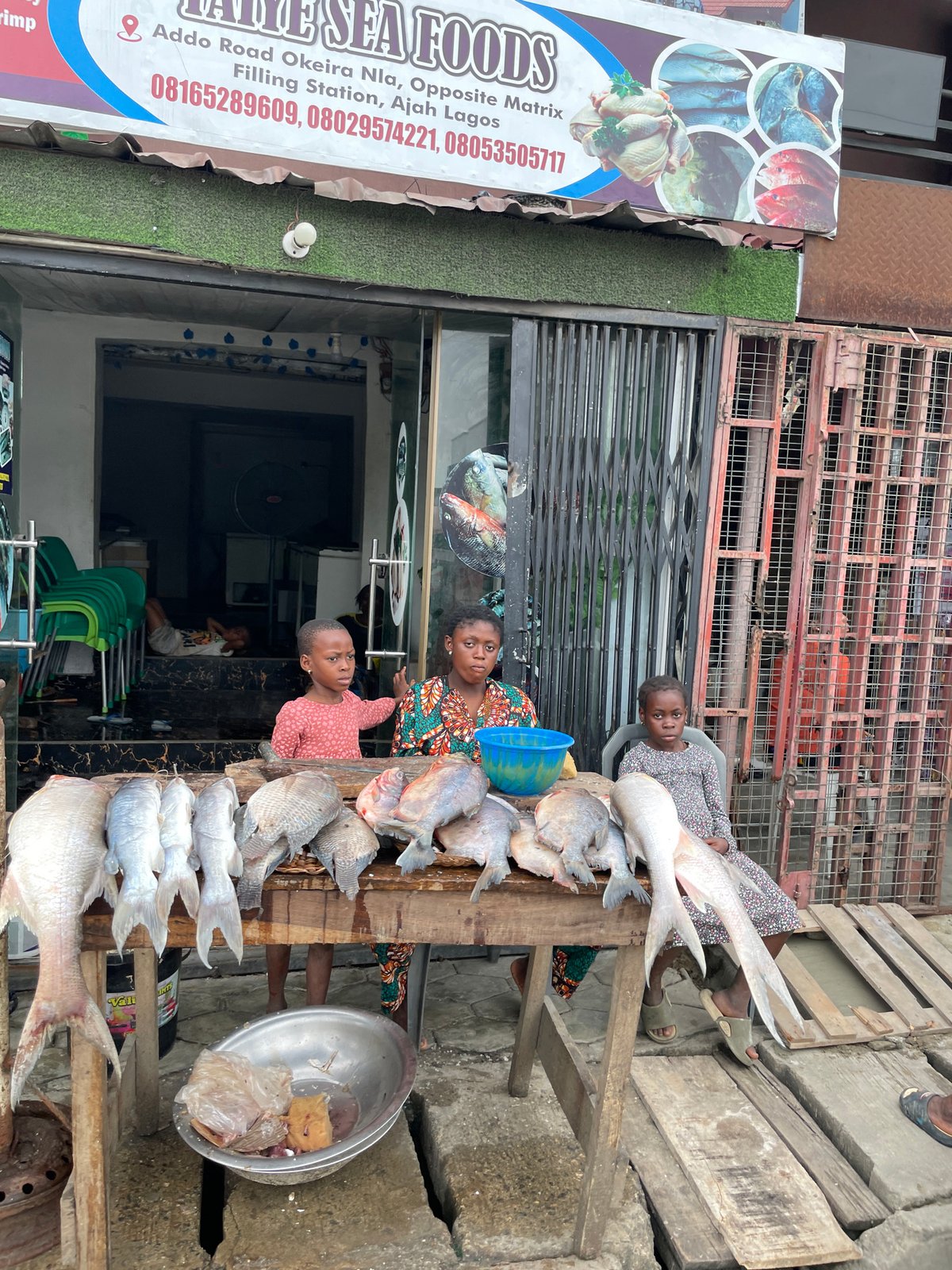 Street life and commerce along a busy Ado, Nigeria block