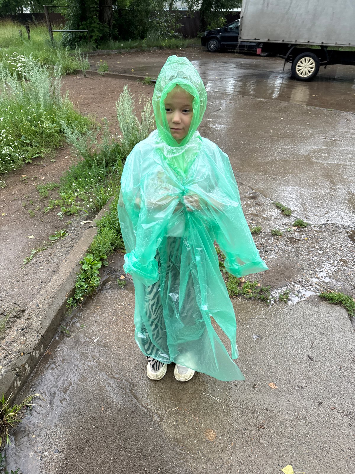 Rainy day street scenes from Chaikovsky, Russia