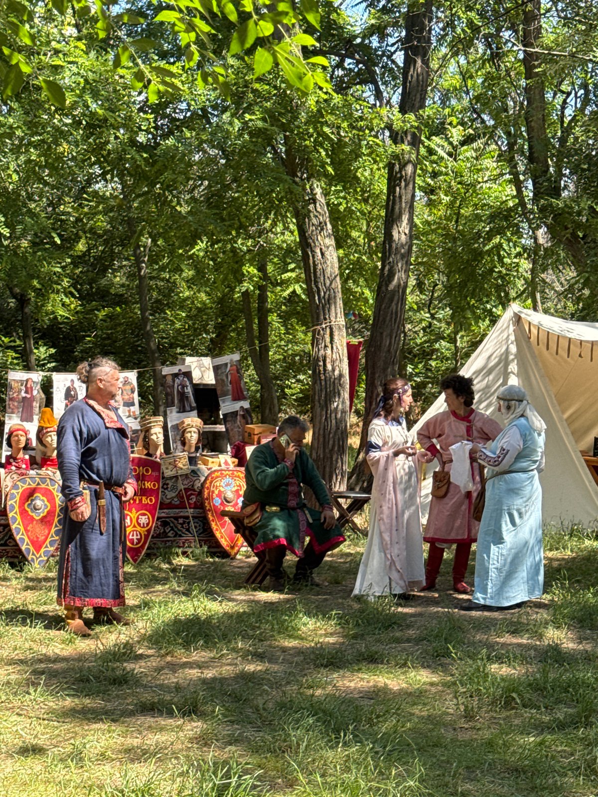 Historical reenactment festival with Roman soldiers and mounted demonstrations