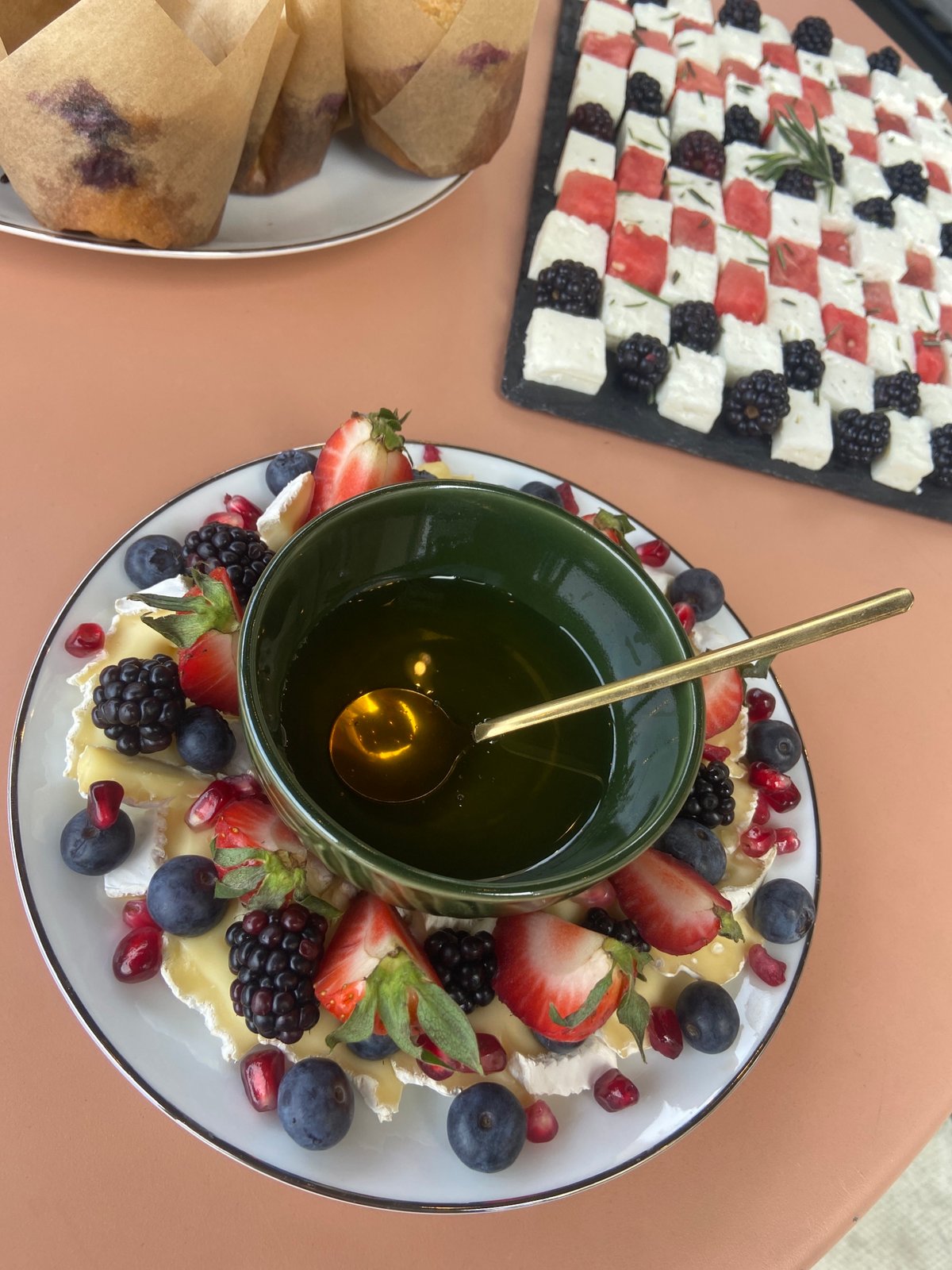 Casual food spread documented on London tables