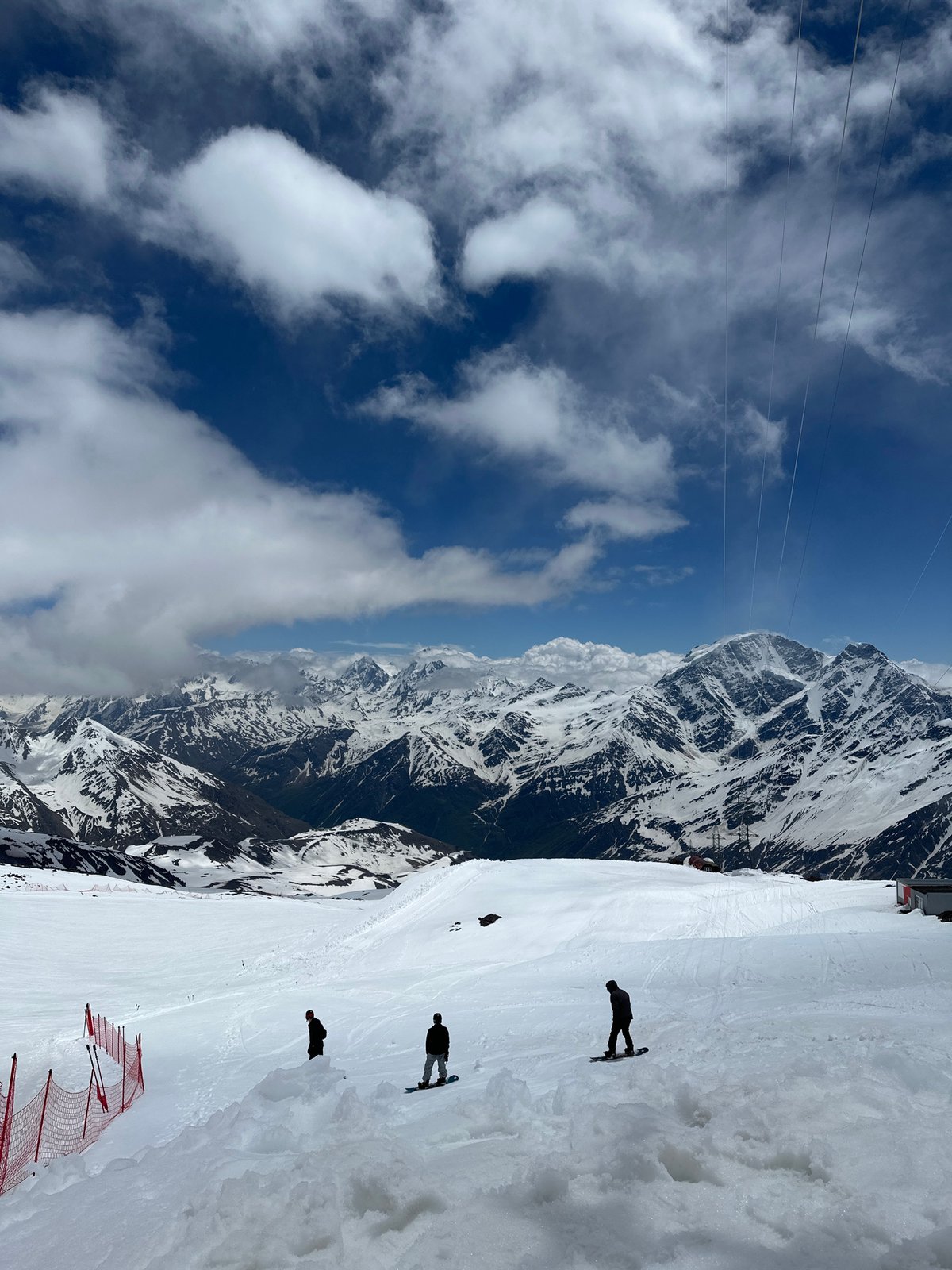 Summer skiing at Terskol resort in Russian mountains