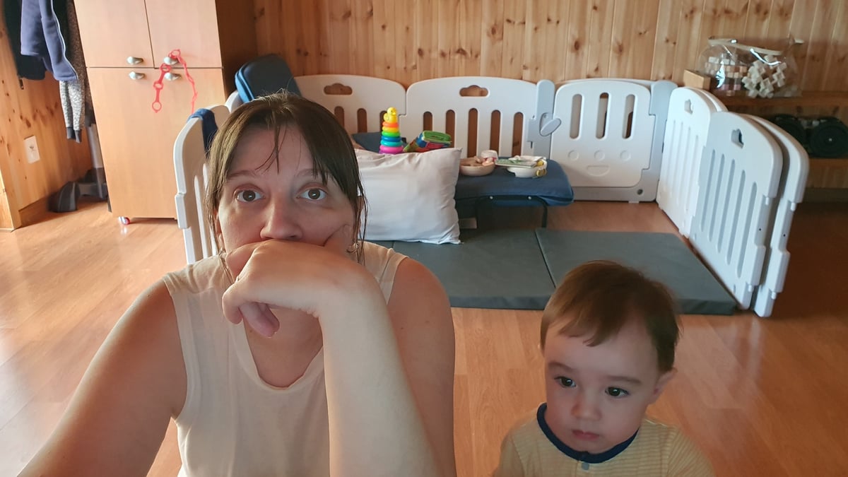 Mother and child captured in quiet domestic moment