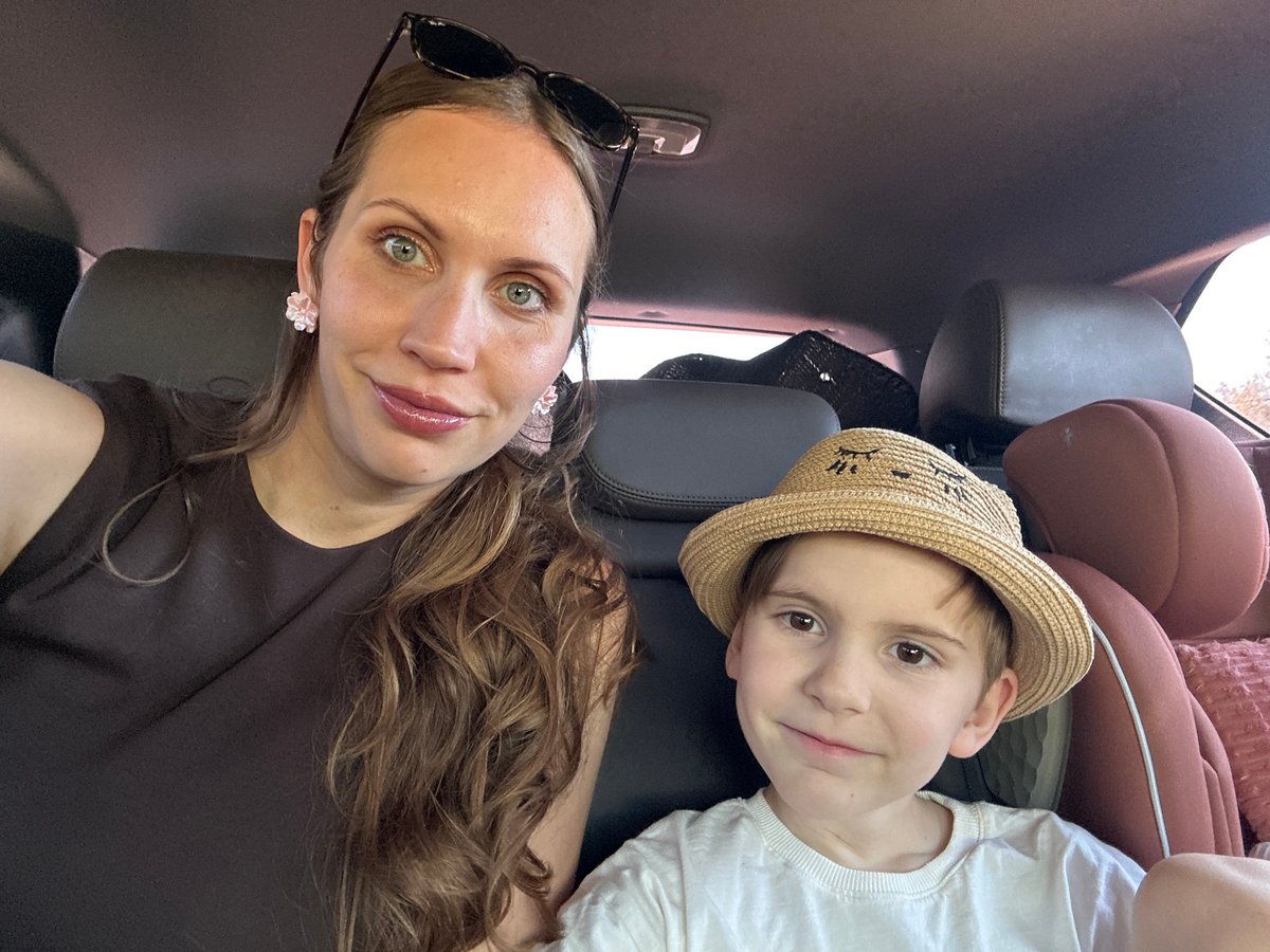 Mother and child photographed in car interior in Kaş, Turkey