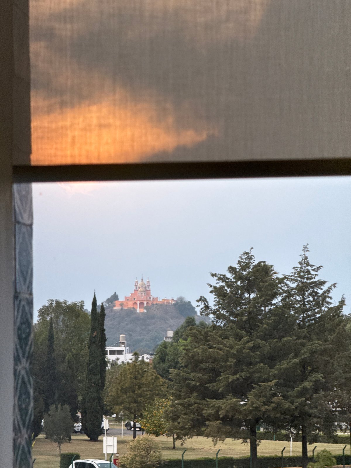 Late night exercise and window view captured in Cholula