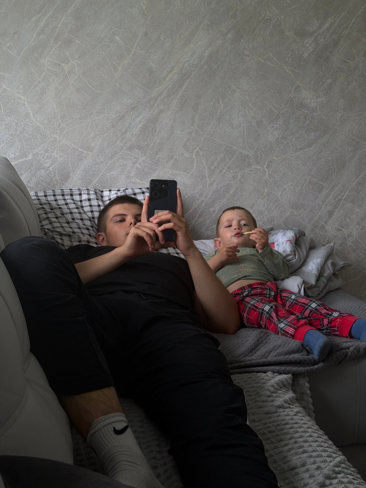 Casual downtime on a couch in Andreyevo, Russia