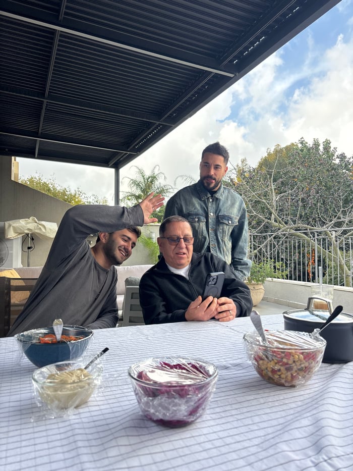 Small outdoor gathering observed in Ramat HaSharon patio area