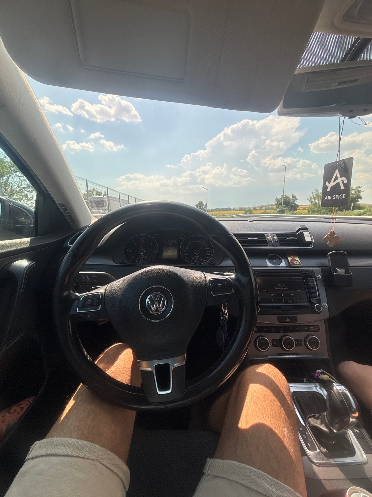 Behind the wheel of a Volkswagen Passat in rural Bulgaria