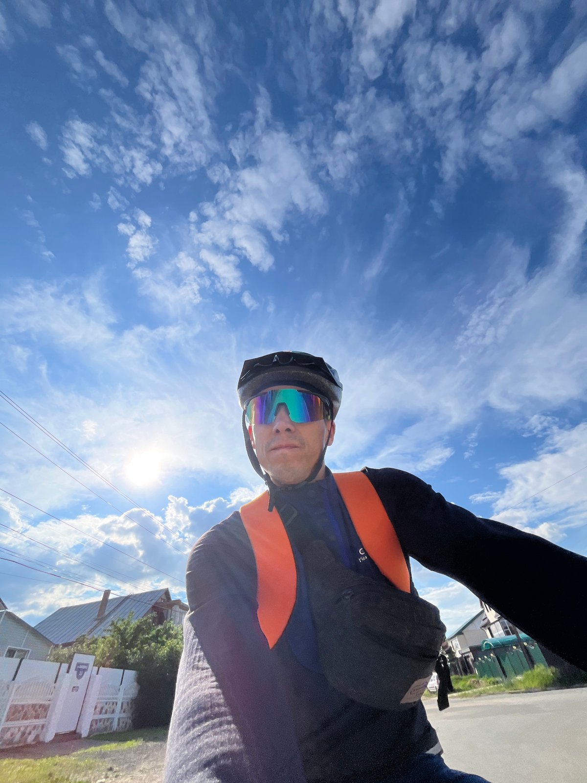 Cyclist takes selfies on dirt roads in Chaikovsky