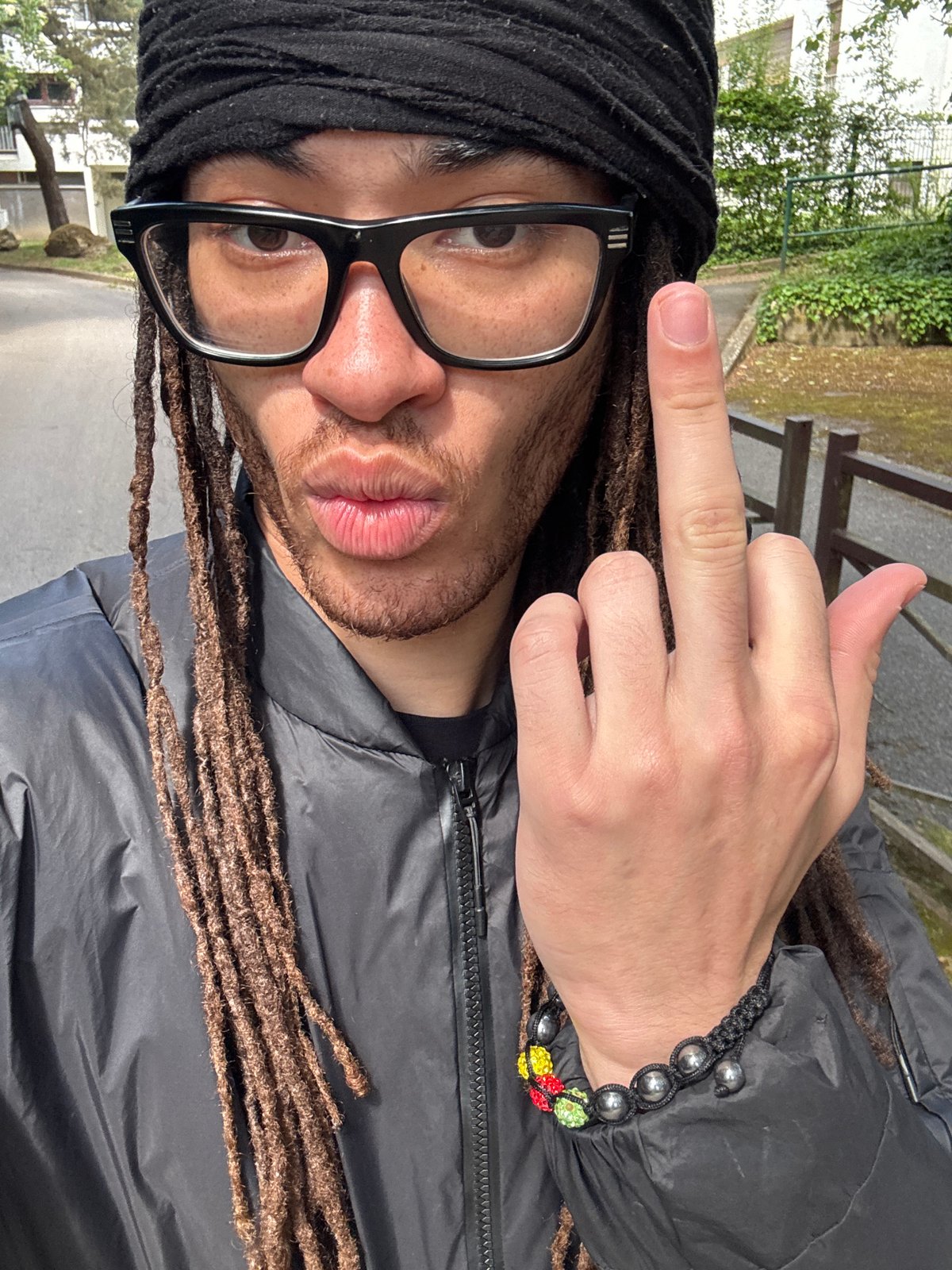 Man makes gesture in Les Ulis, France