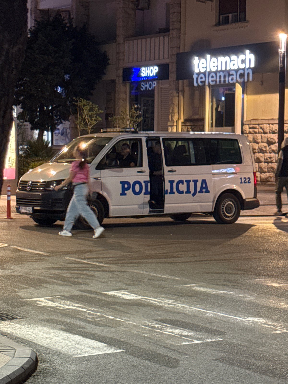 Police monitor nighttime concert in Podgorica, Montenegro