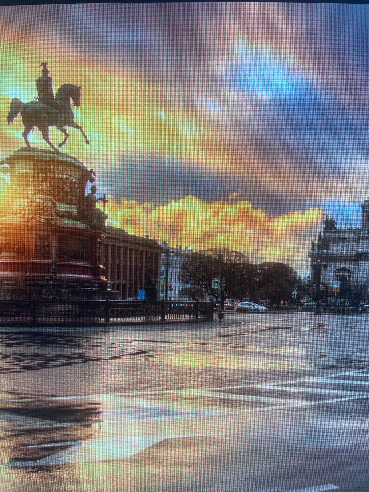 St. Petersburg landmarks at golden hour, canals and domes