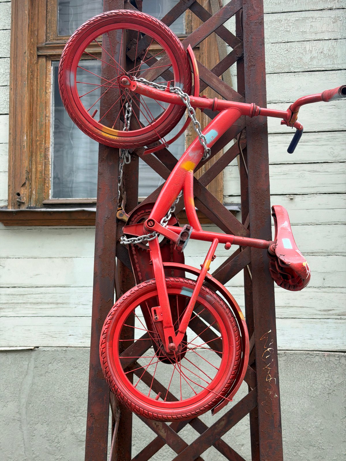 Red structures and objects spotted across Riga morning