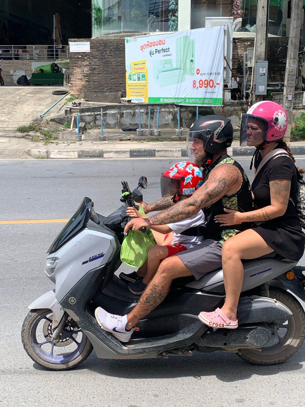Morning traffic activity captured in Baan Bo Phut, Thailand