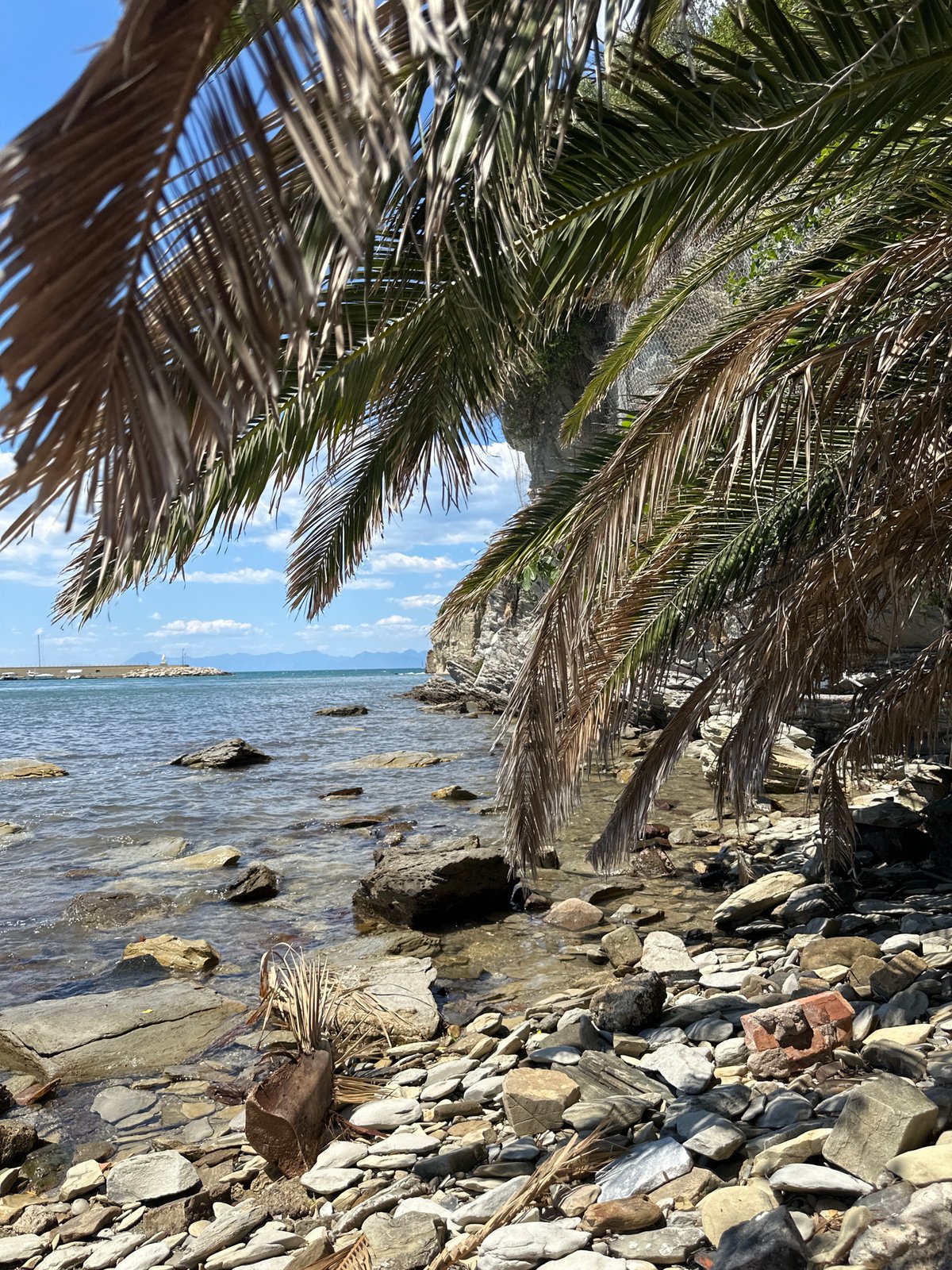 Rocky coastline documented in Agropoli, Italy overlooking Tyrrhenian Sea