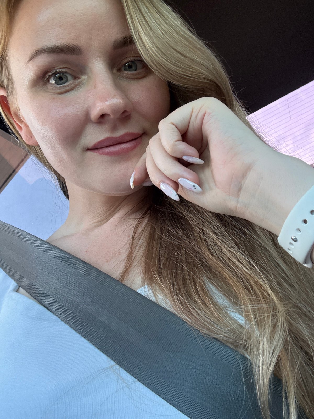 Woman photographed in car in Chaikovsky, Russia