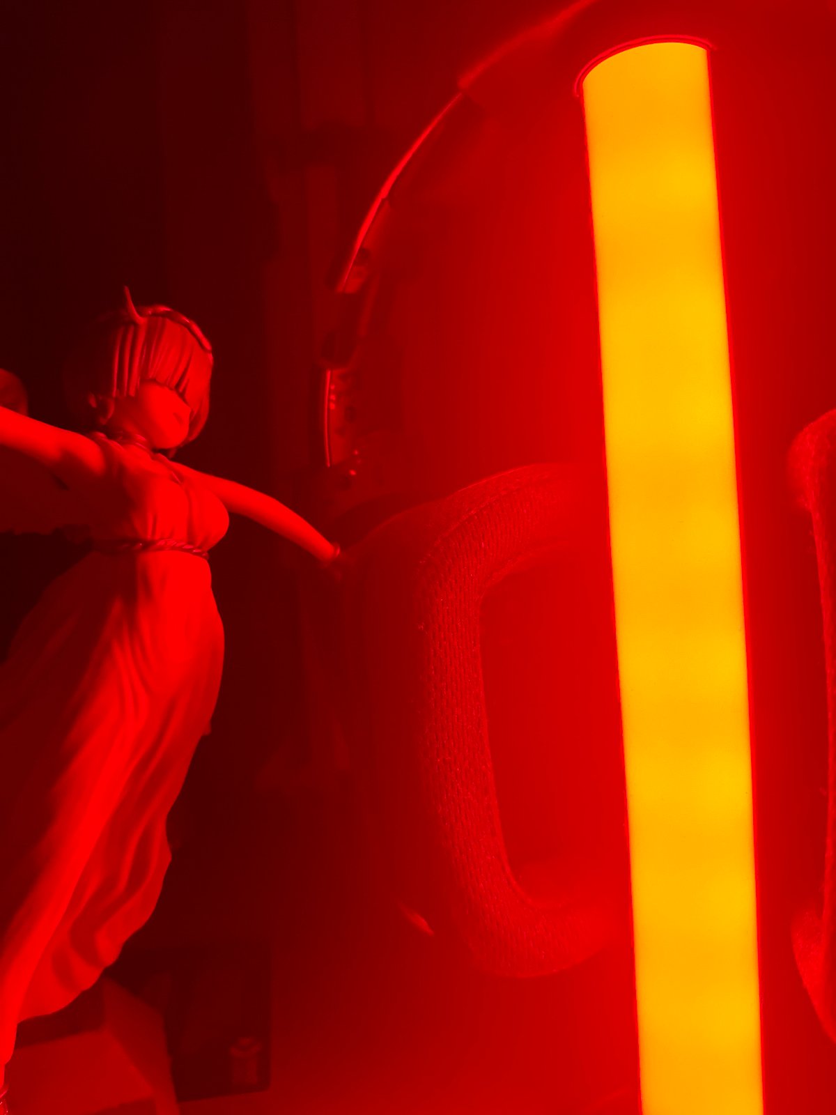 Anime angel figurines photographed across multiple lighting setups