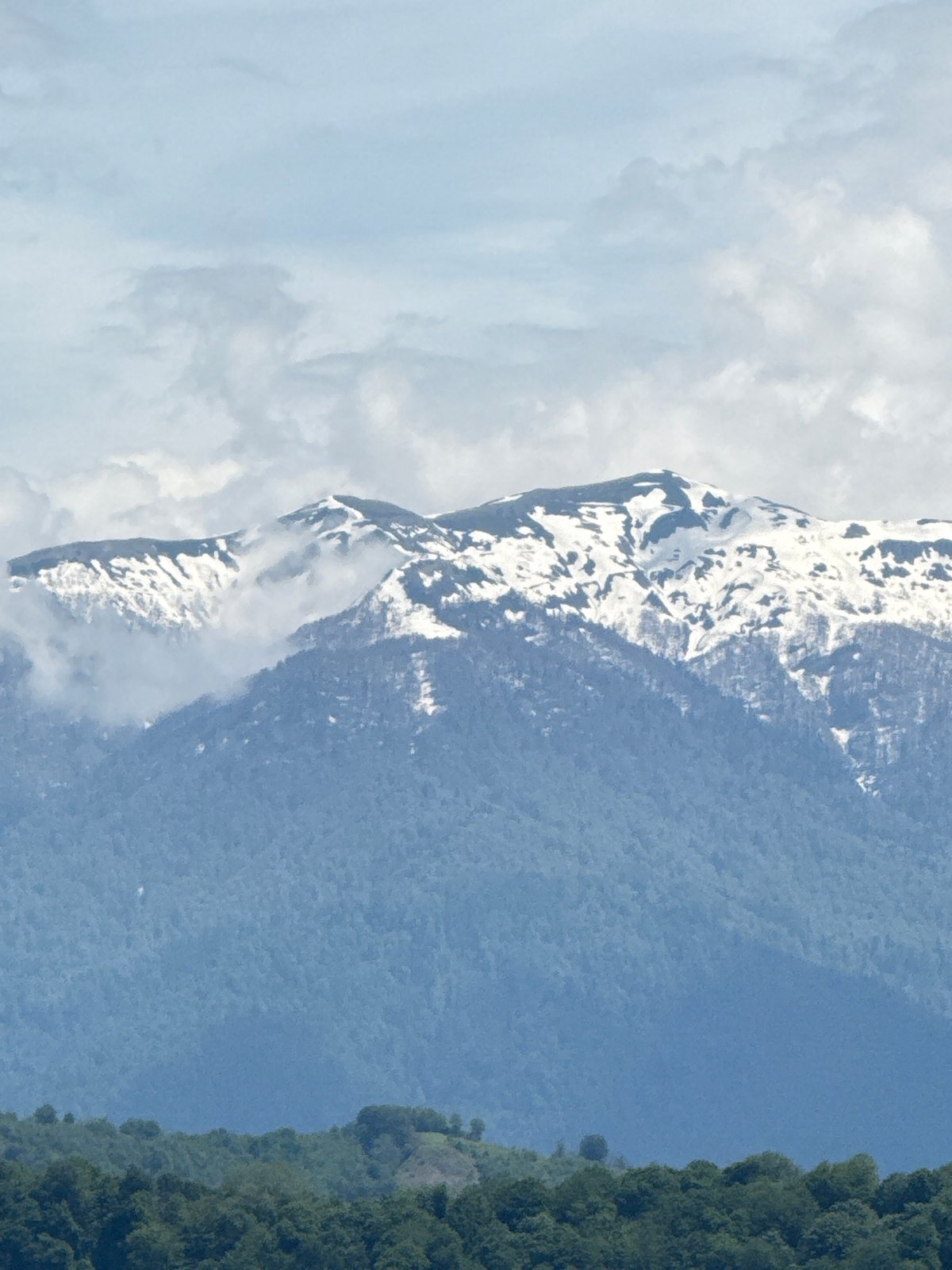 Snow-capped peak observed in Sochi's Krasnaya Polyana region
