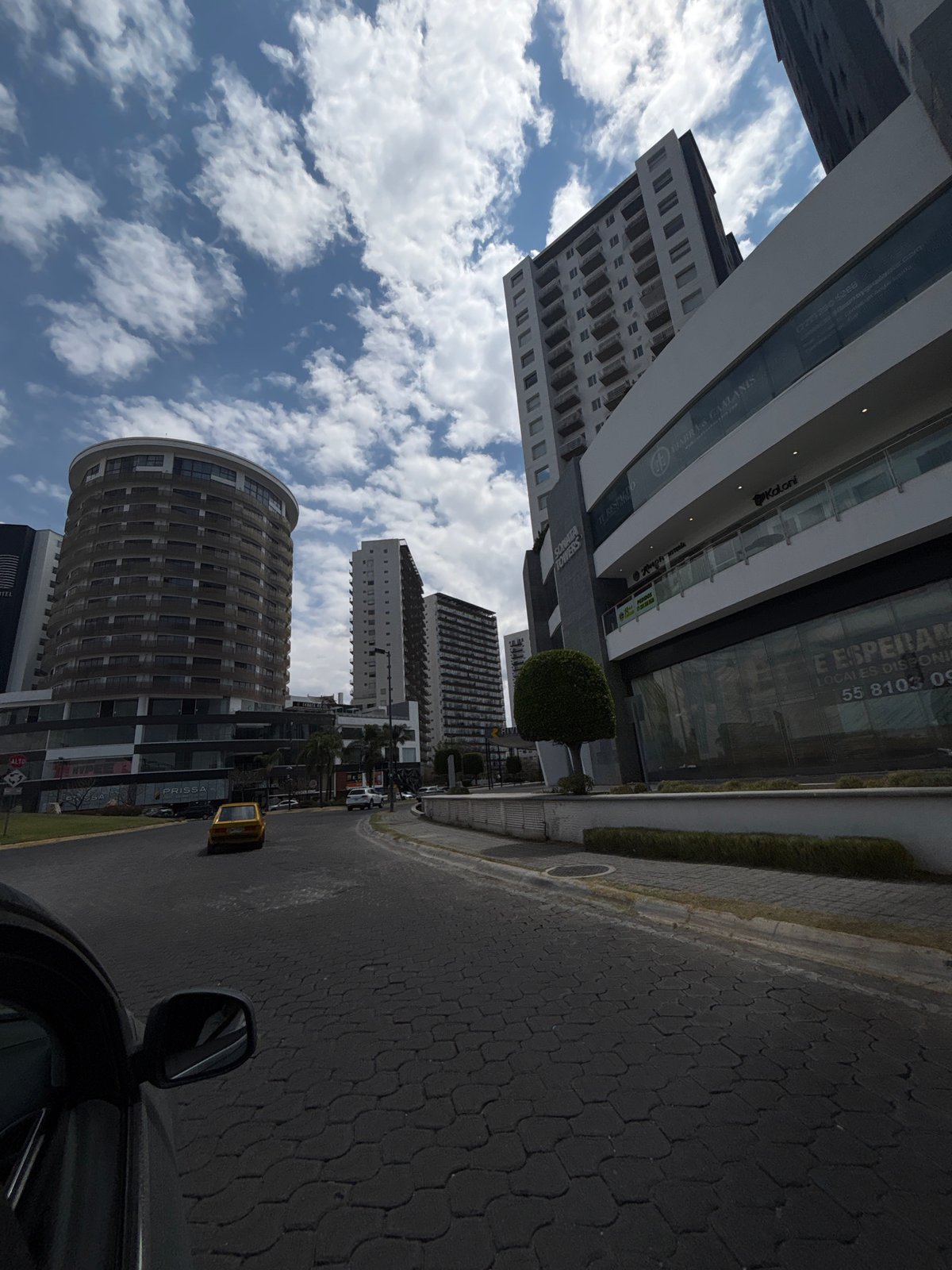 Urban view captured from vehicle in Puebla, Mexico