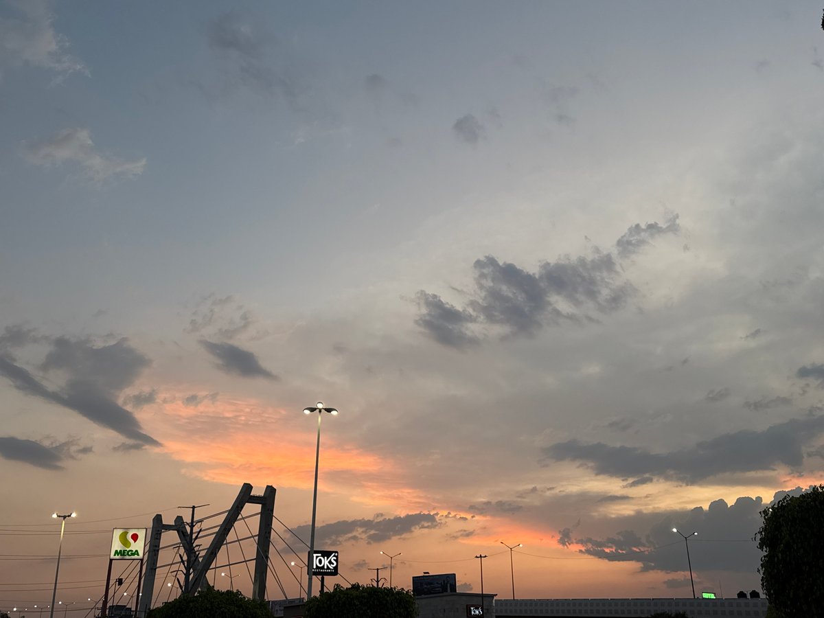 Twilight sky with colorful clouds observed in Puebla, Mexico