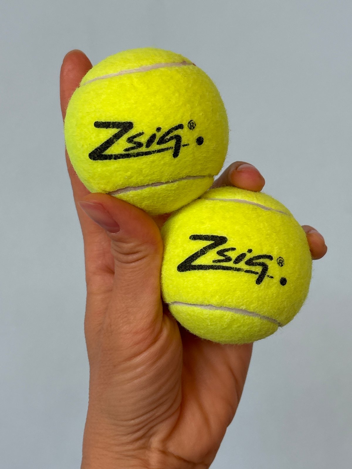 Tennis balls marked 'Zig' photographed in Chaikovsky, Russia