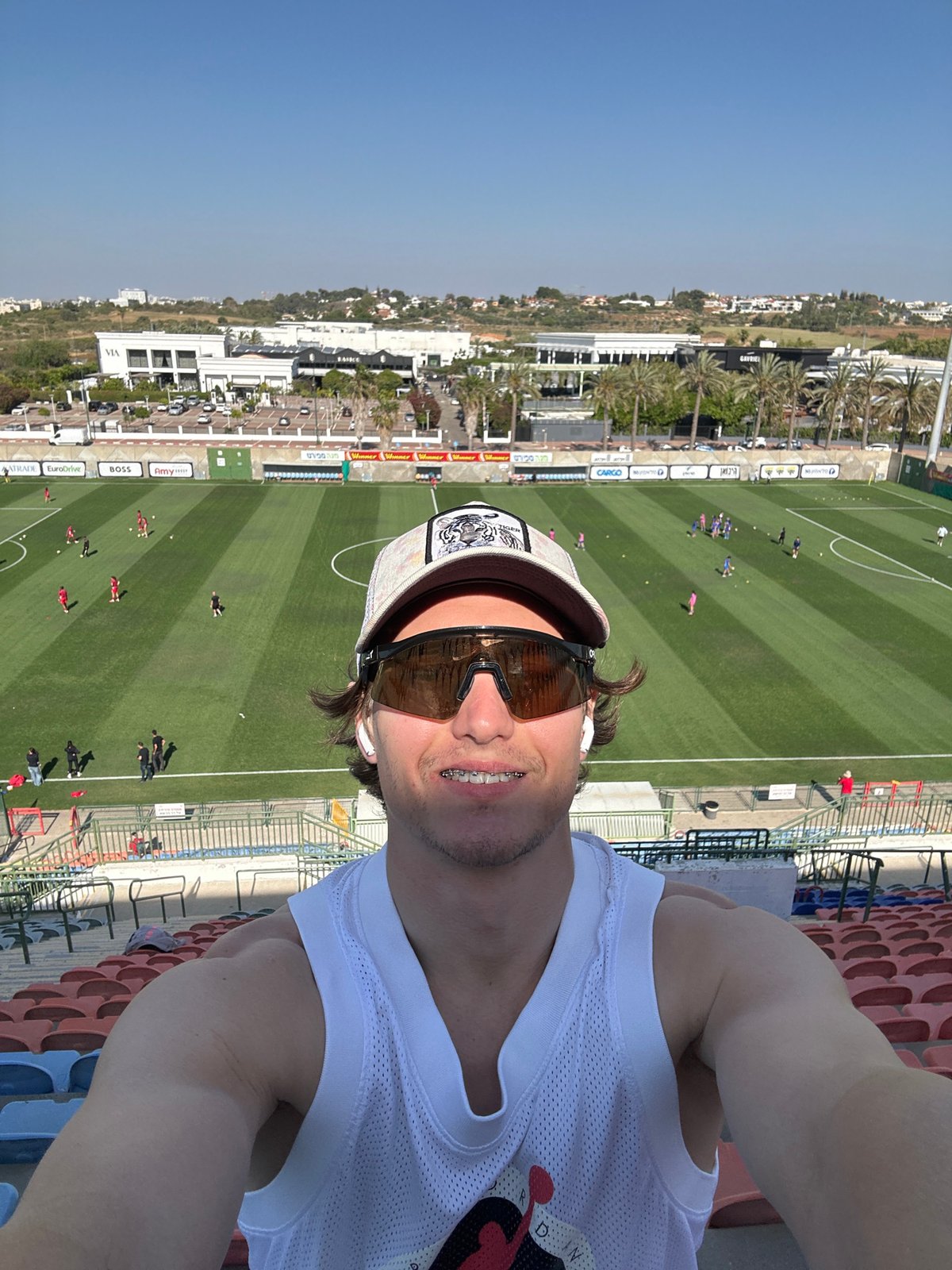 Man takes selfie at Ness Ziona Stadium