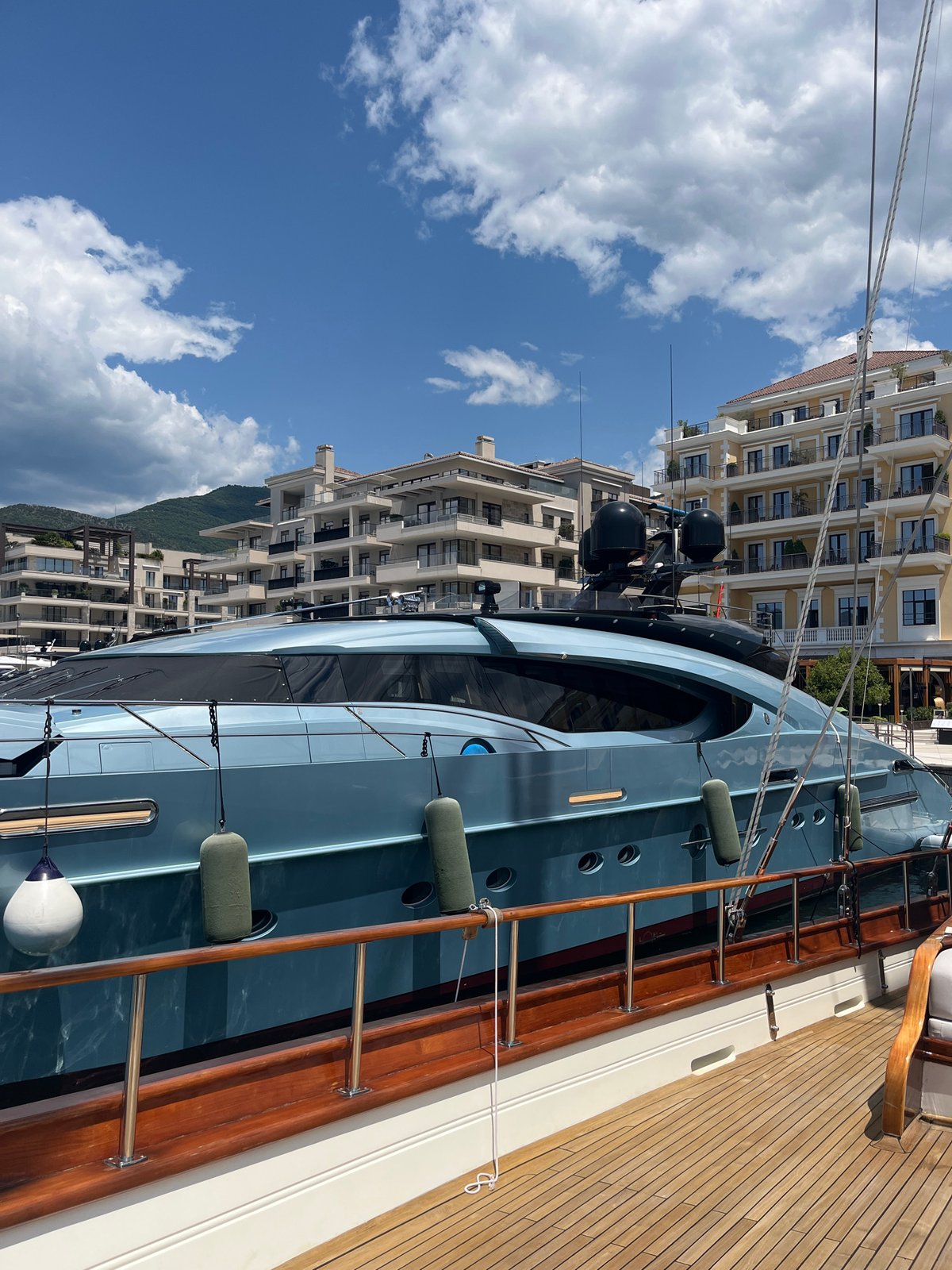 Wooden sailboat details at Porto Montenegro marina, Tivat