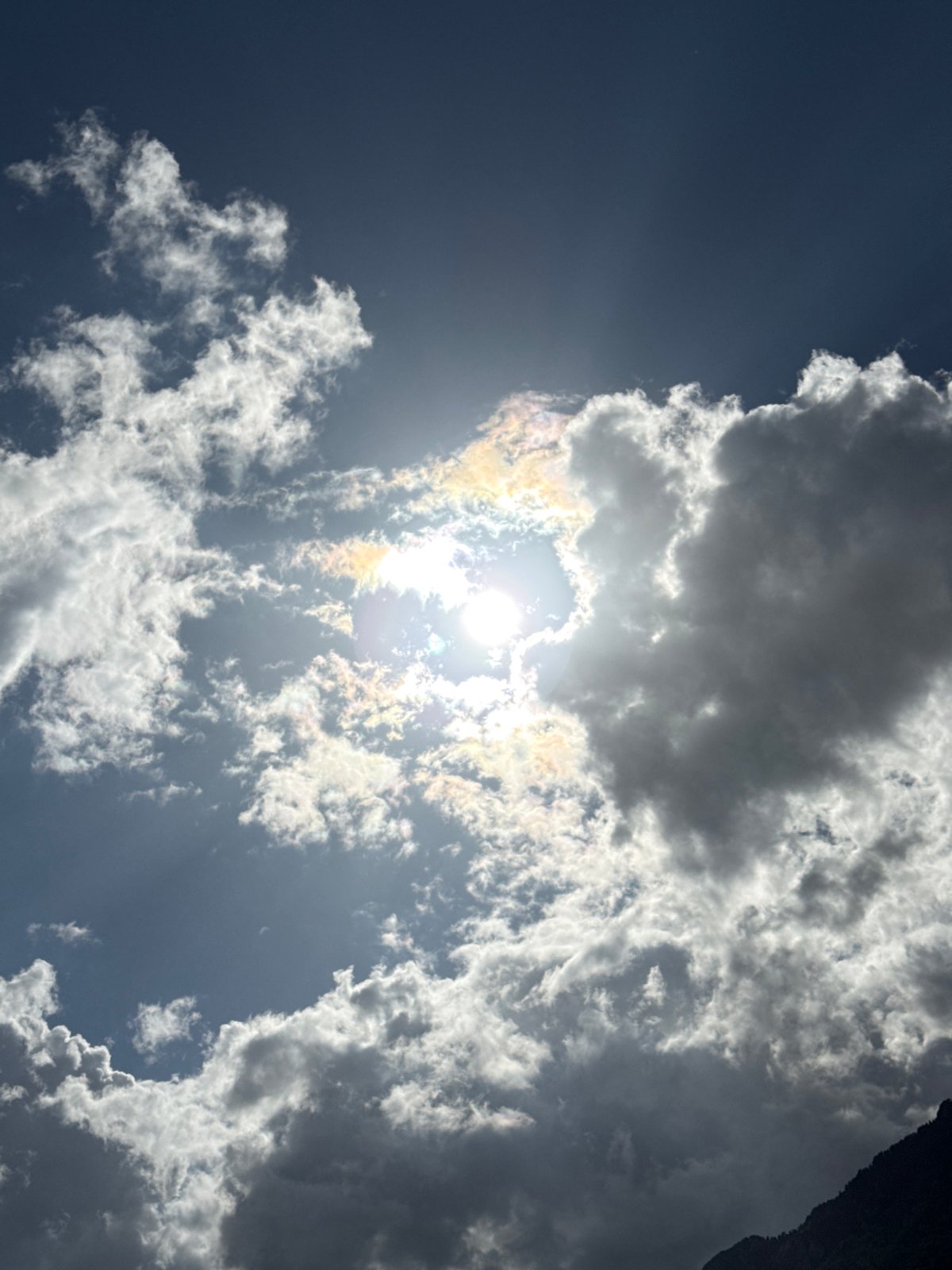 Dramatic clouds and sunshine observed over Benasque, Spain