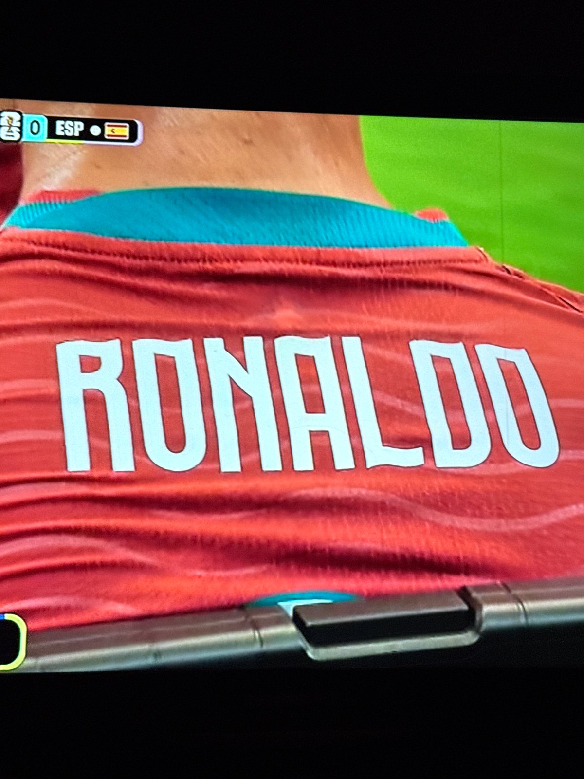 Portugal vs Spain match in Ufa, fans and players on the pitch