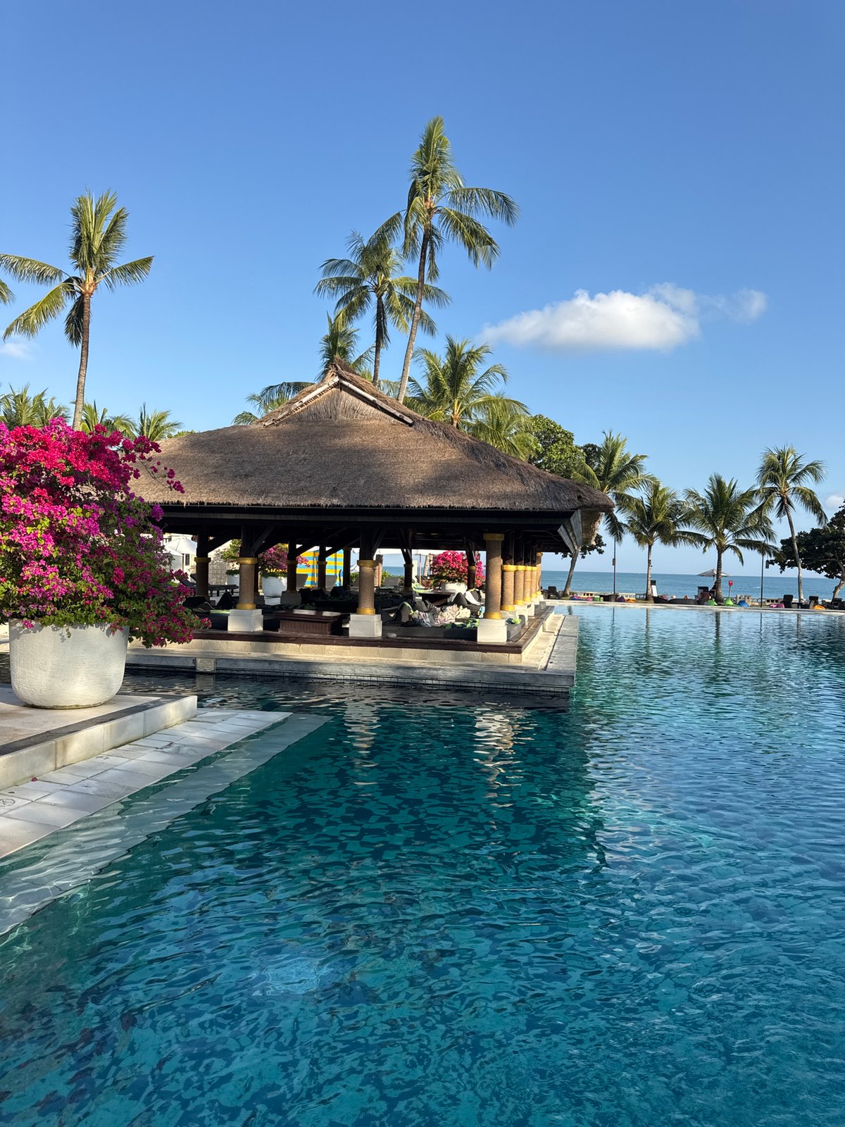 Poolside resort details at a Kuta Selatan property, Bali