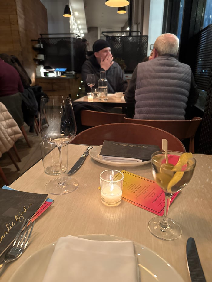 Late night dining scene captured at Charlie Bird restaurant