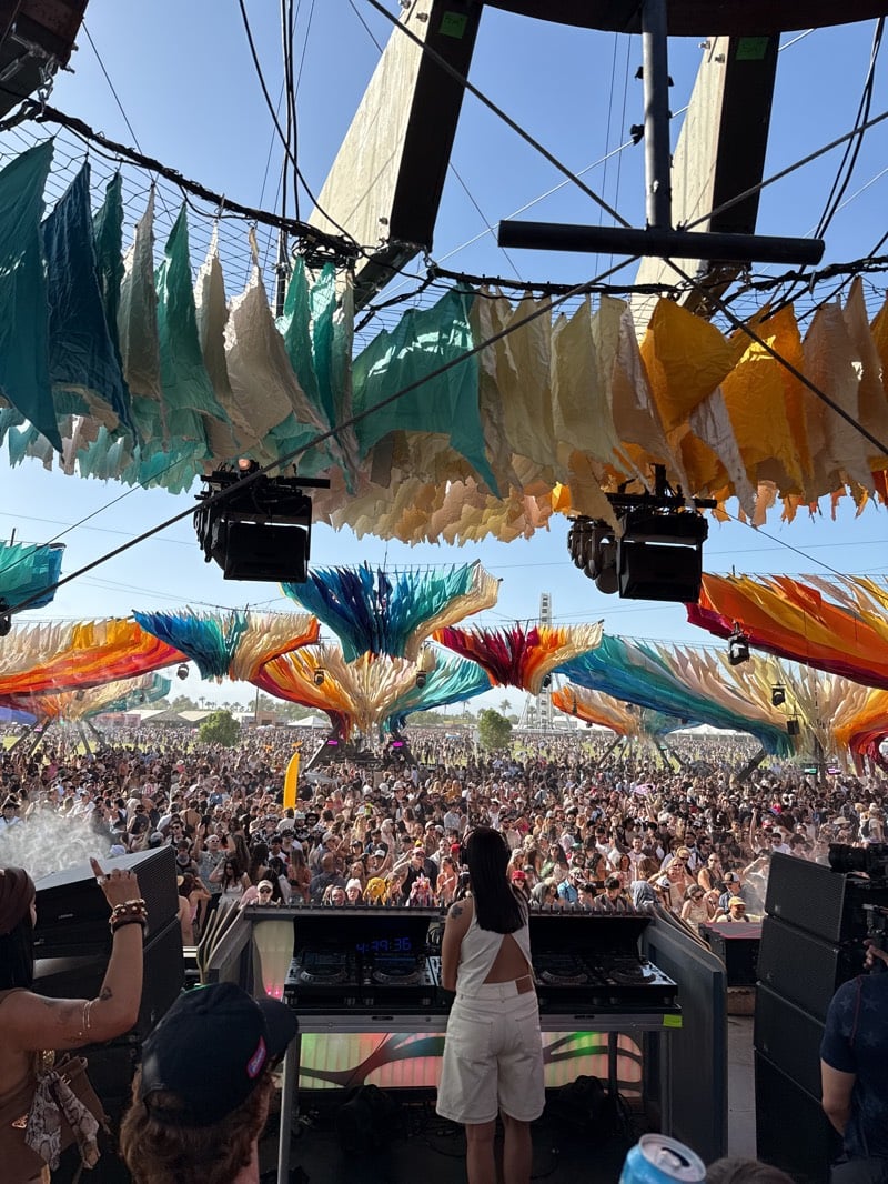 Female DJ performs to packed crowd at Indio music festival