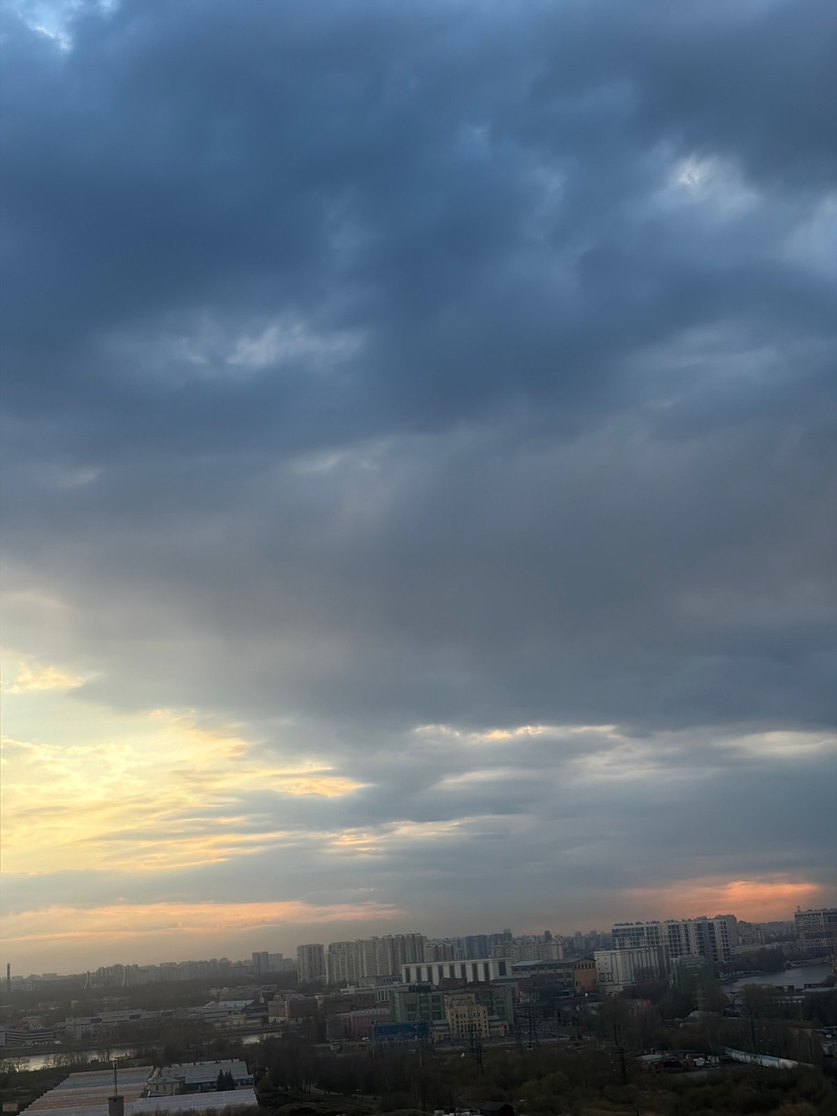 Dramatic cloudy sky observed over Saint Petersburg cityscape