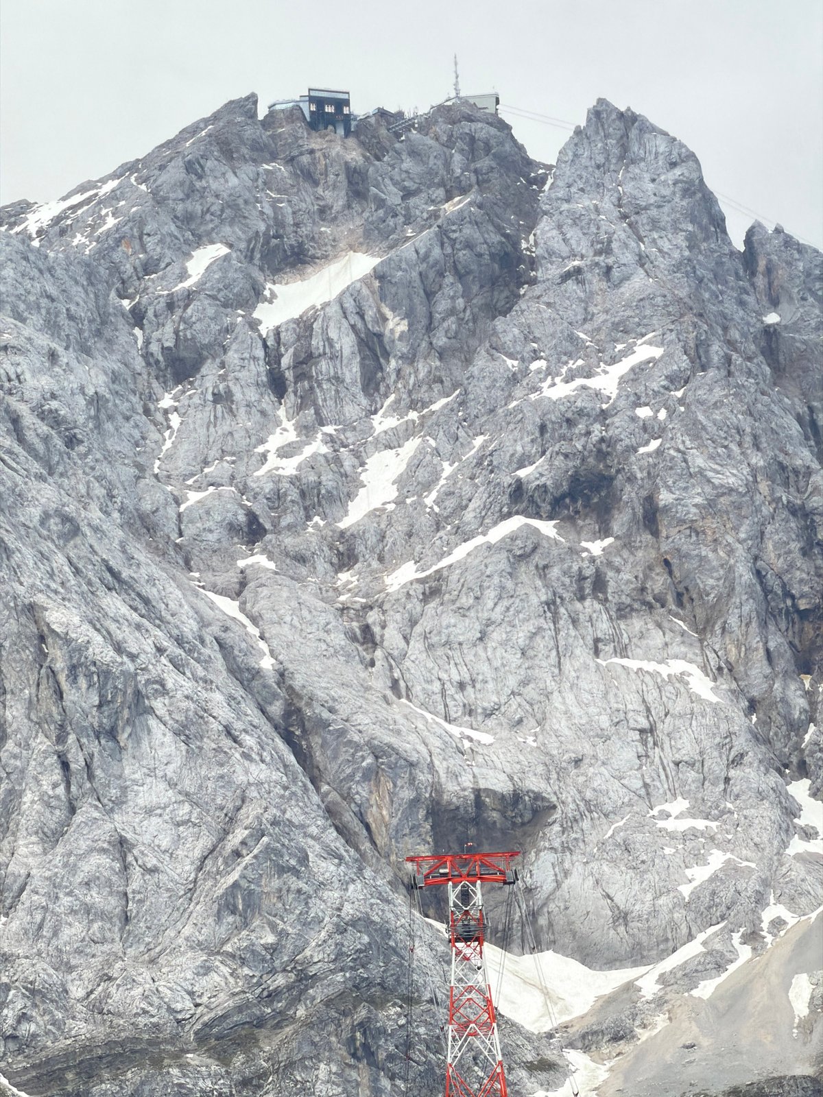 Zugspitze cable car pylons and mountain views, Grainau