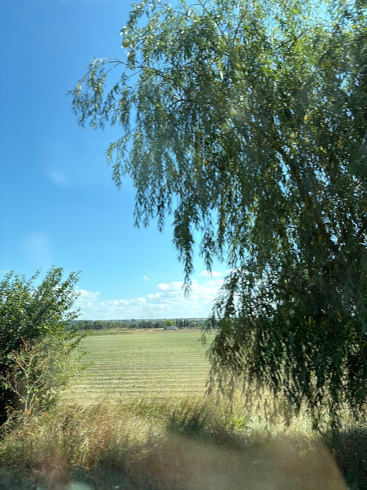 Bus stop and open fields in rural Ustia, Moldova
