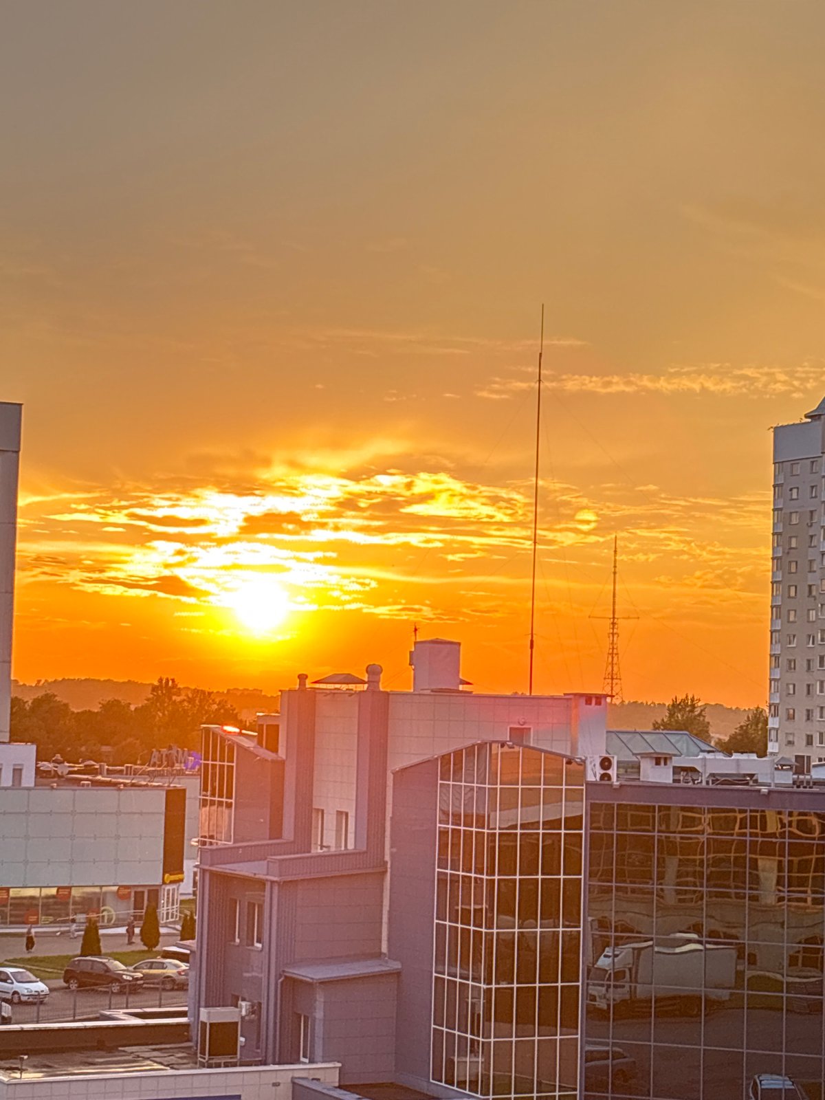 Vitsebsk rooftop sunset, multiple angles, one evening