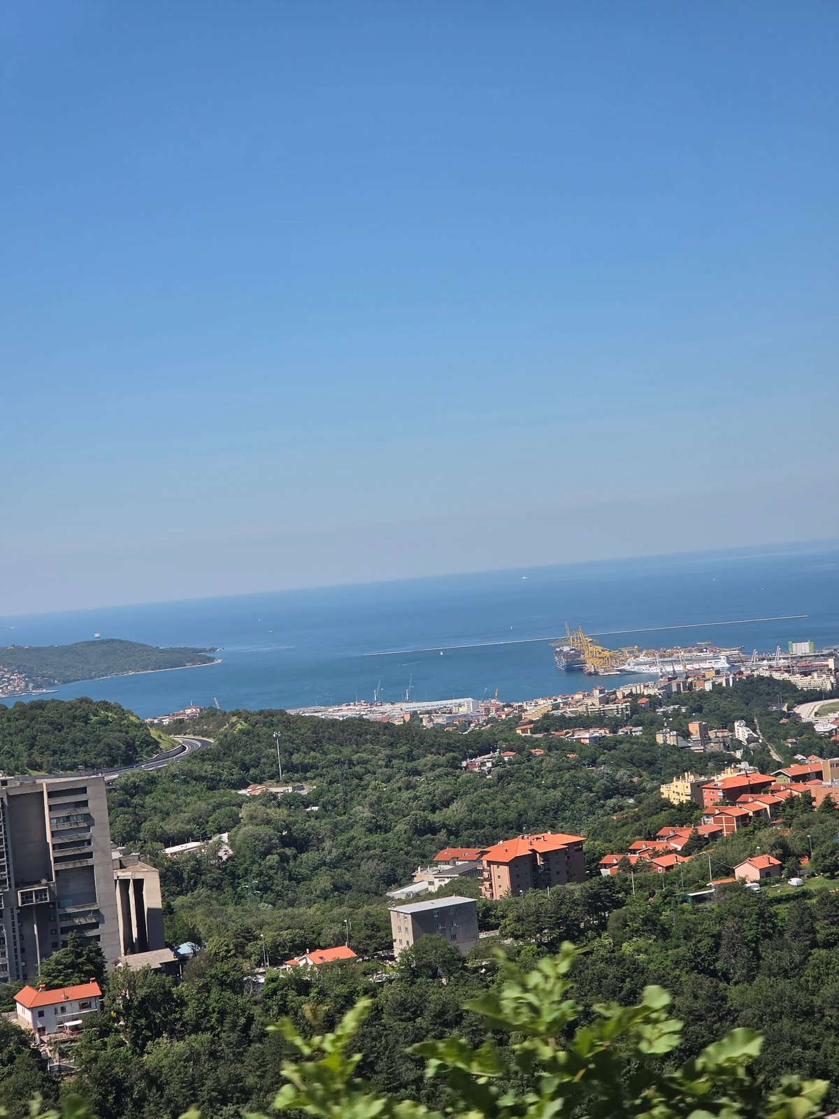 Coastal view of Trieste peninsula documented from hillside