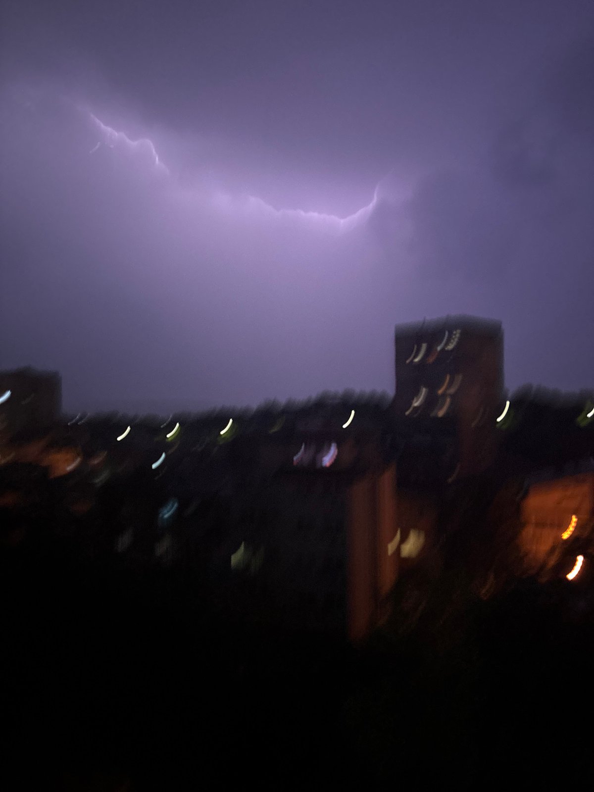 Lightning storm illuminates Varna, Bulgaria night sky