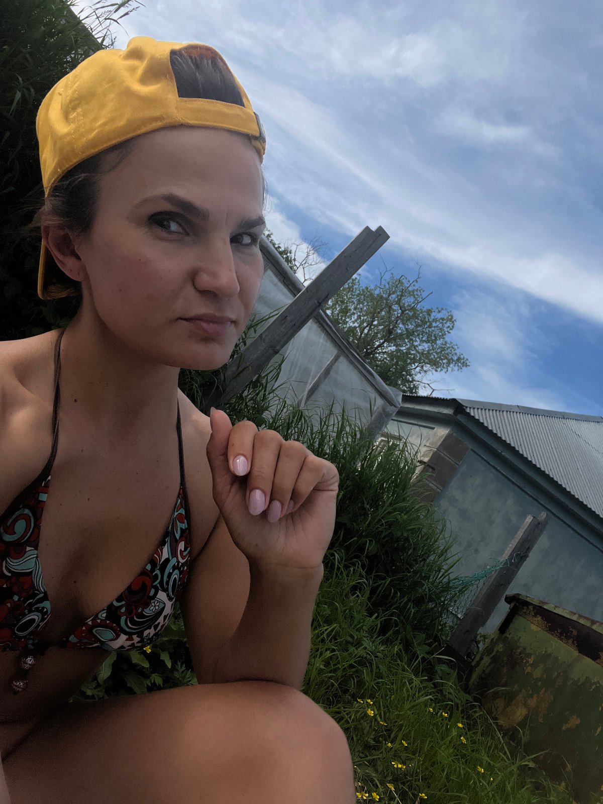 Outdoor selfie session under a clear Kamchatka sky