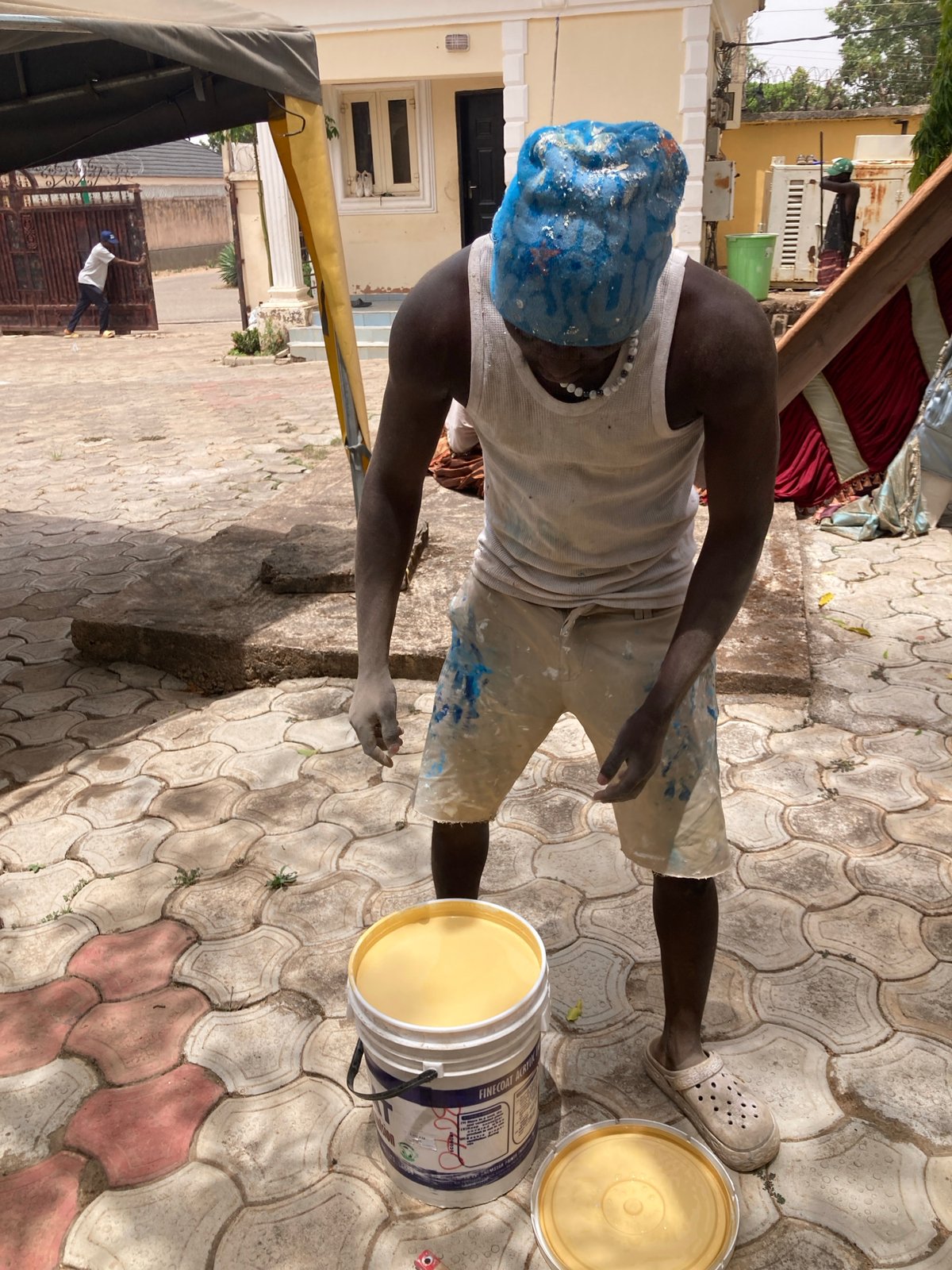 House painting project documented in Jos, Nigeria residential compound