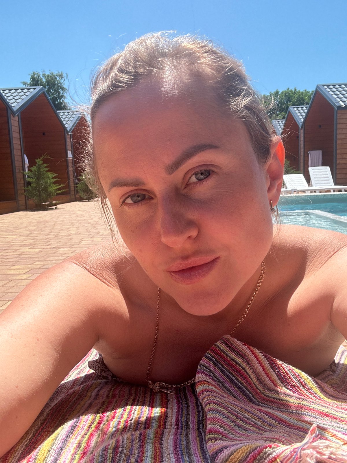 Lazy poolside morning at a resort in Anapa, Russia
