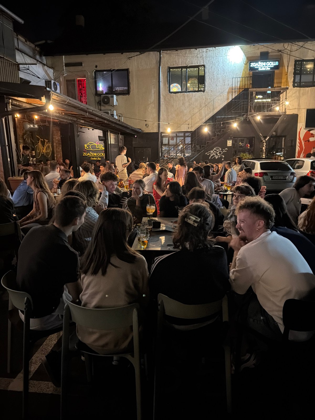 Belgrade nightlife scene across multiple bars and restaurants