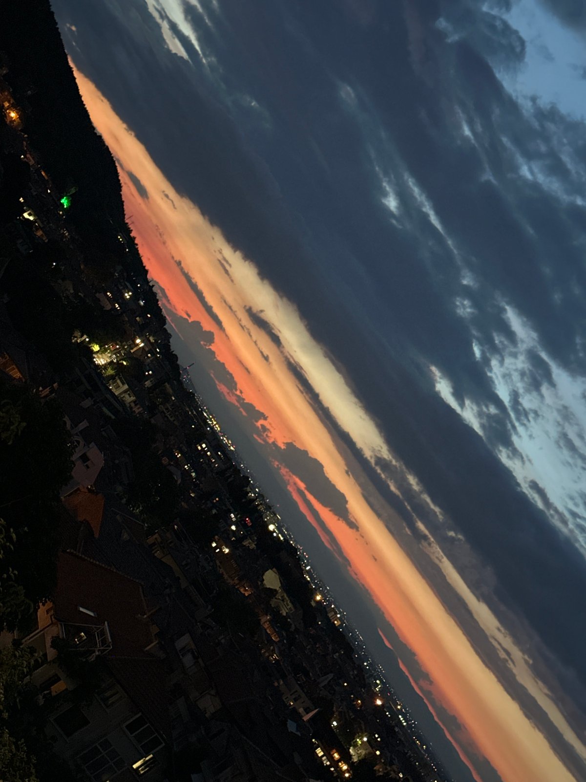 Dramatic sunset over Asenovgrad, Bulgaria, from multiple angles