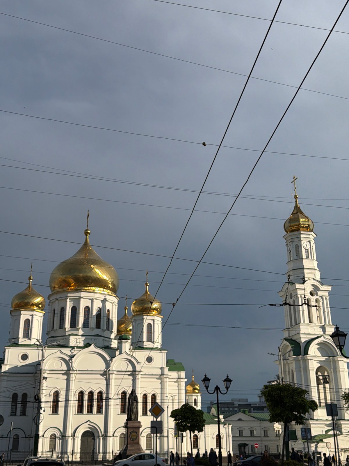 Cathedral of Nativity photographed in Rostov-on-Don under cloudy skies