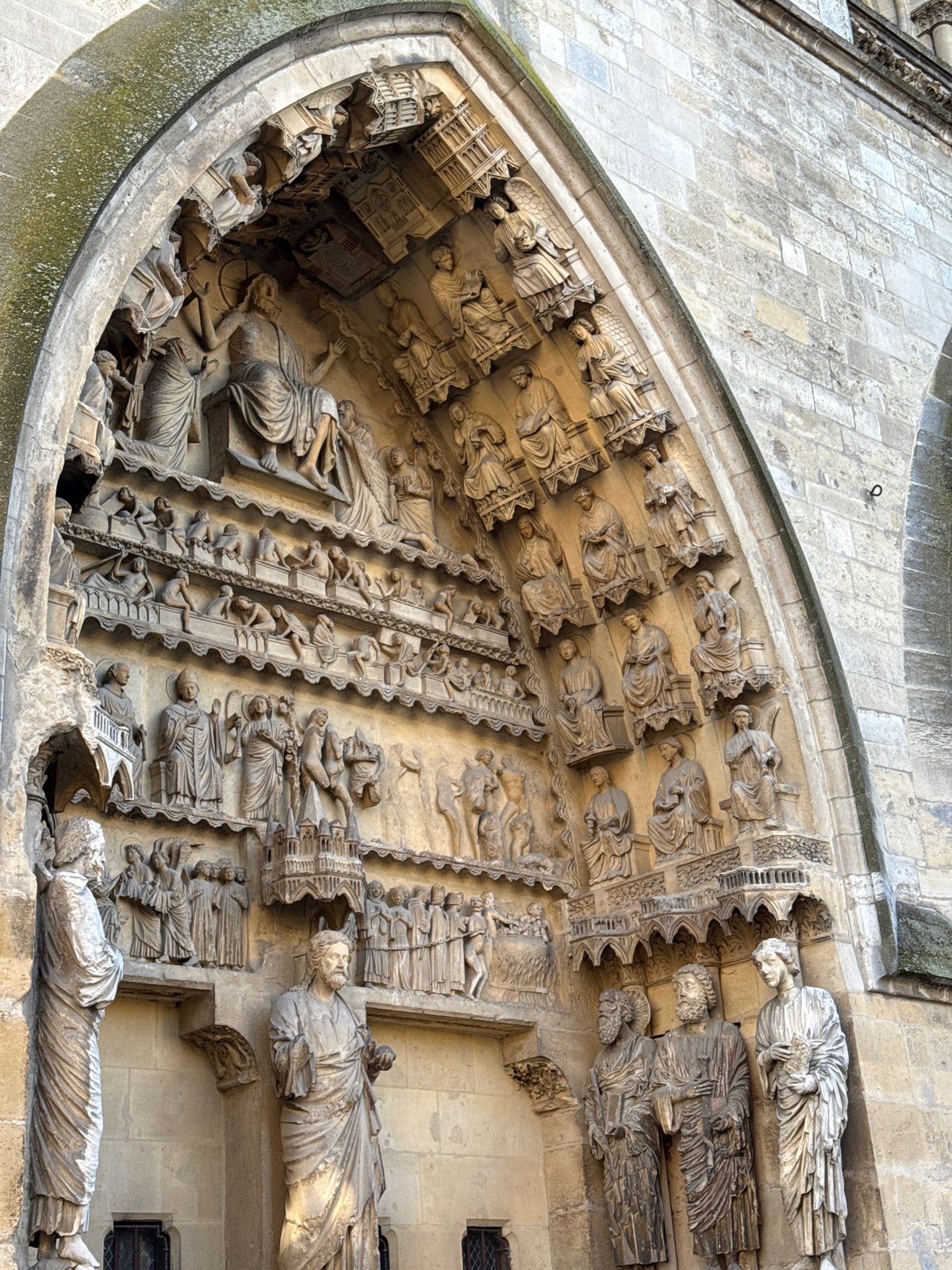 Morning documentation of Reims Cathedral Gothic architecture details