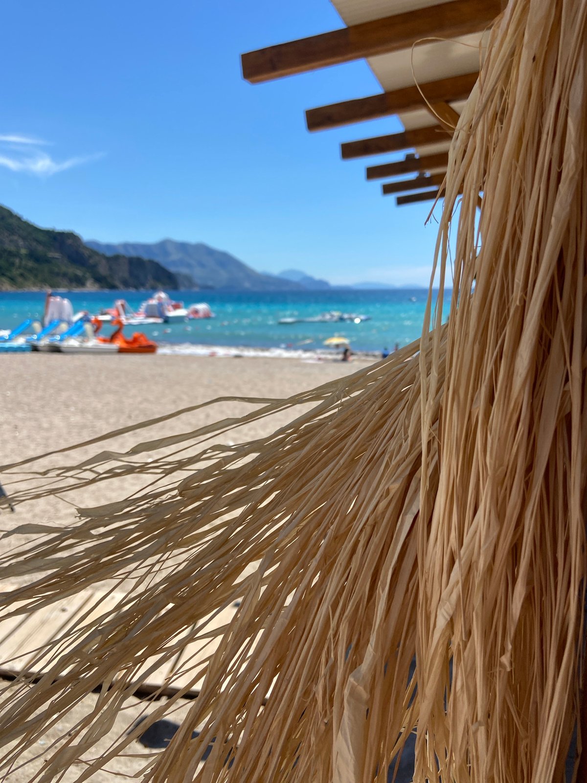 Beach resort morning at Prijevor Montenegro with water sports