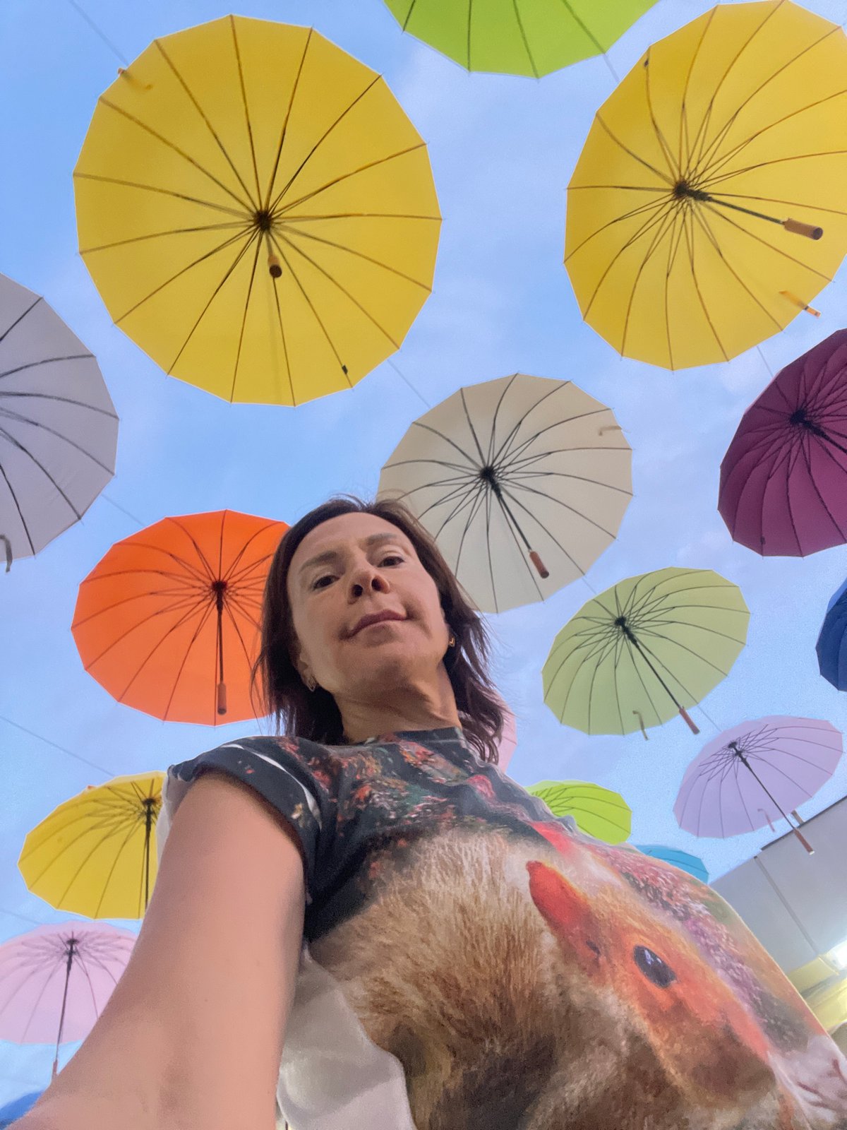 Woman captures selfie under umbrella art installation in Sochi