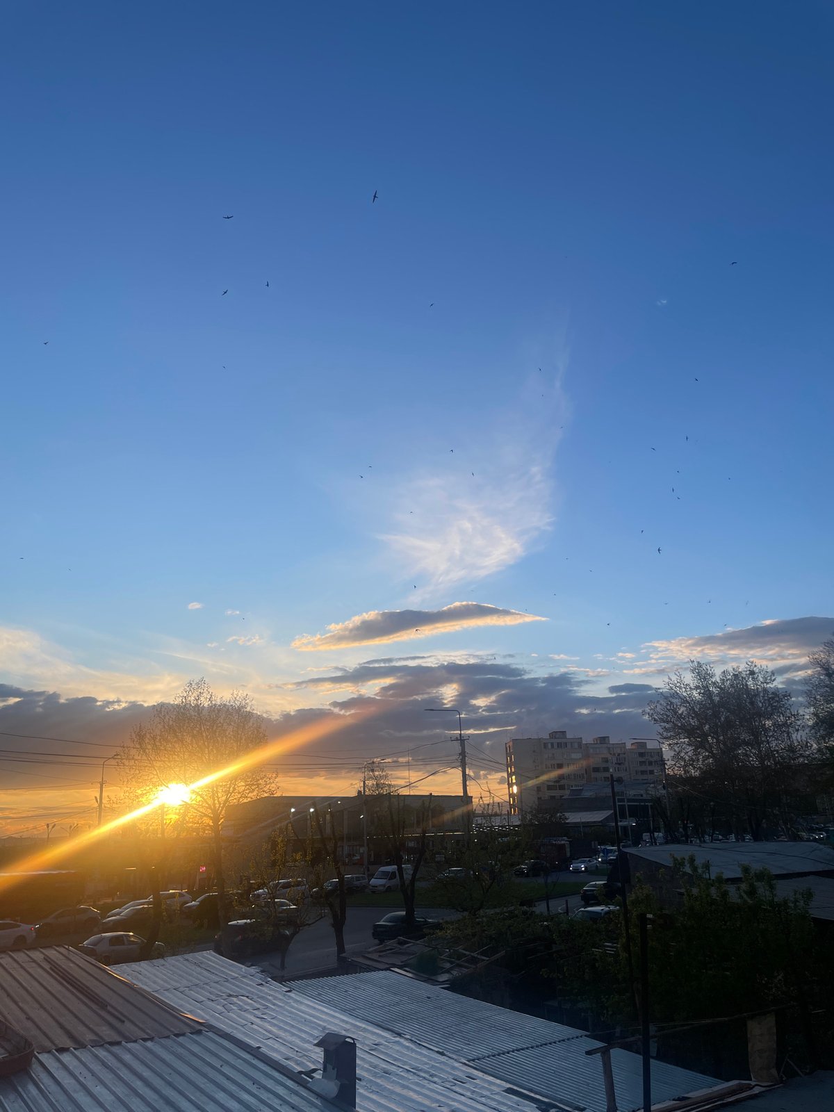 Evening sunset captured across Yerevan urban landscape