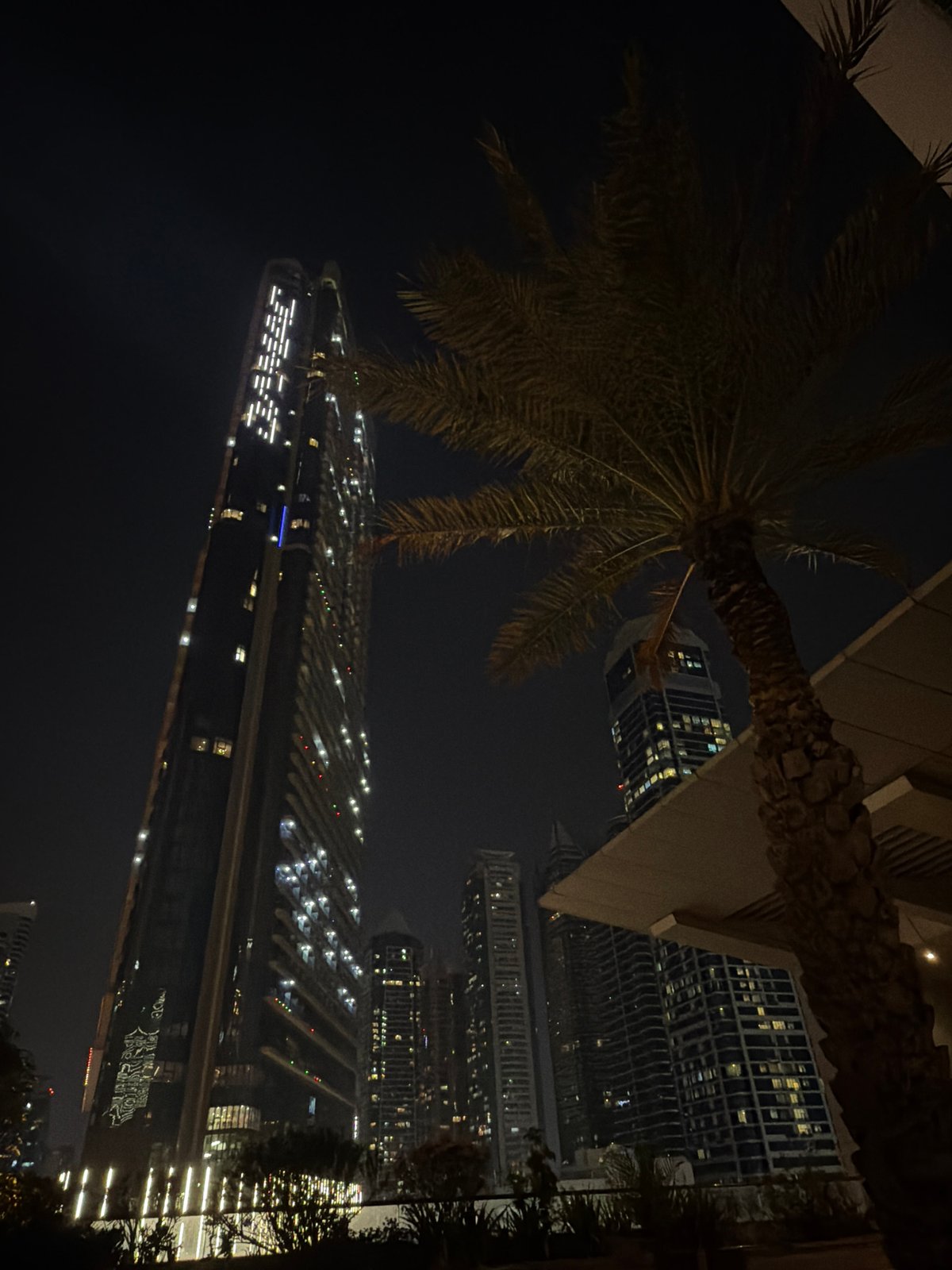 Dubai Business Bay skyline captured in nighttime photographs