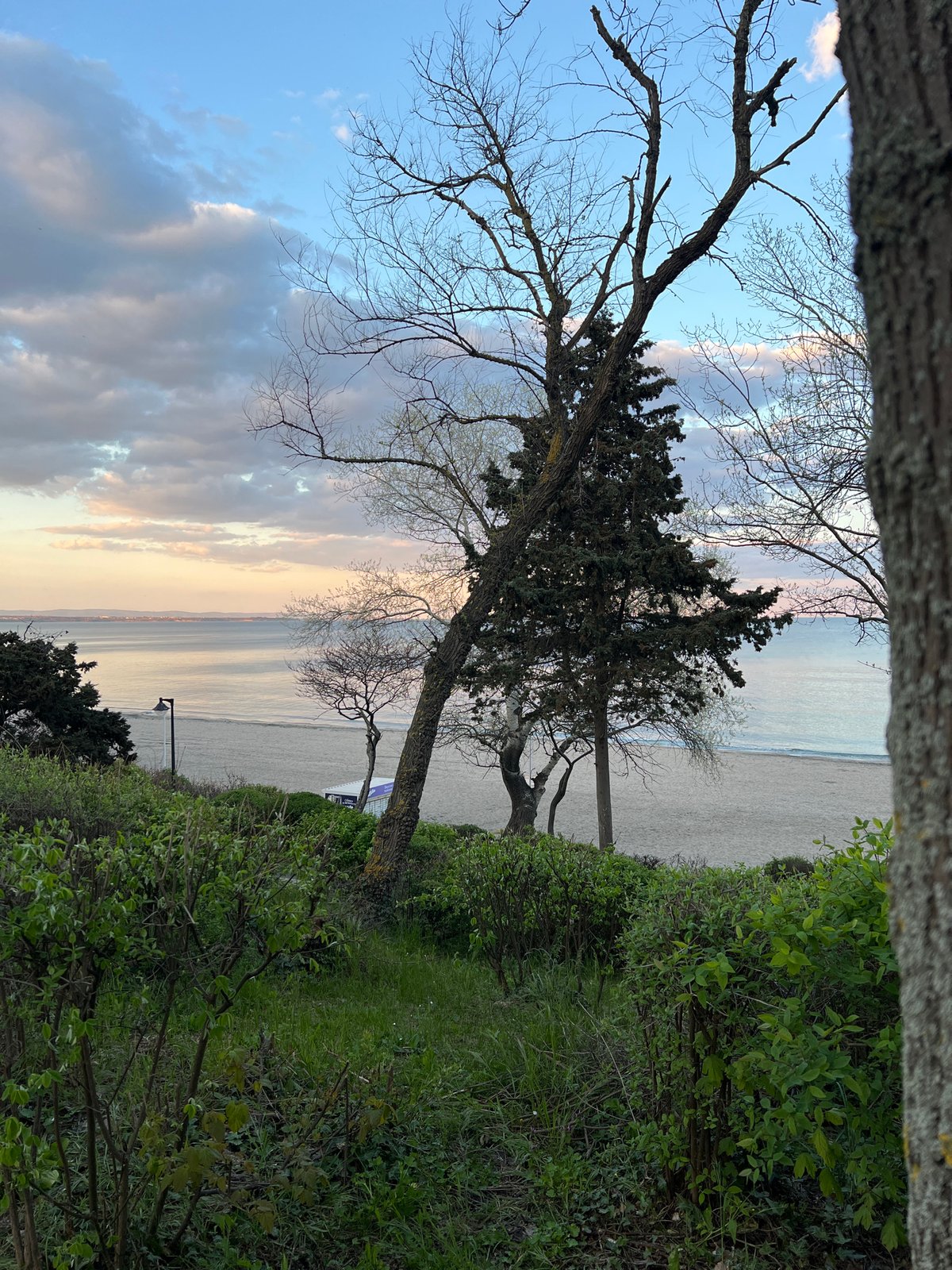 Sunset documented along Black Sea coast in Burgas, Bulgaria