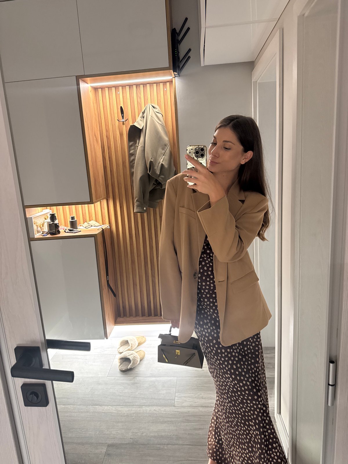 Woman Takes Mirror Selfies at Home in Burgas